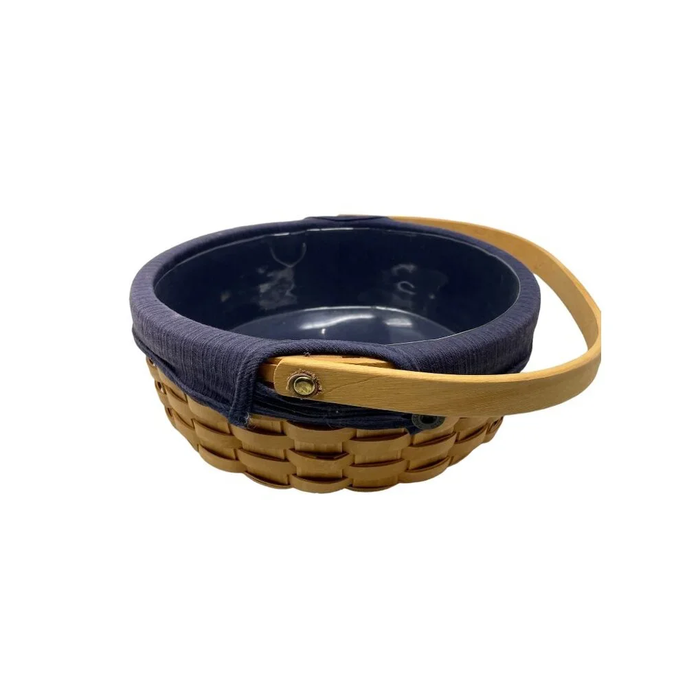 Taskets Renaissance Woven Wood Bread Basket Swing Handle Protective Liner